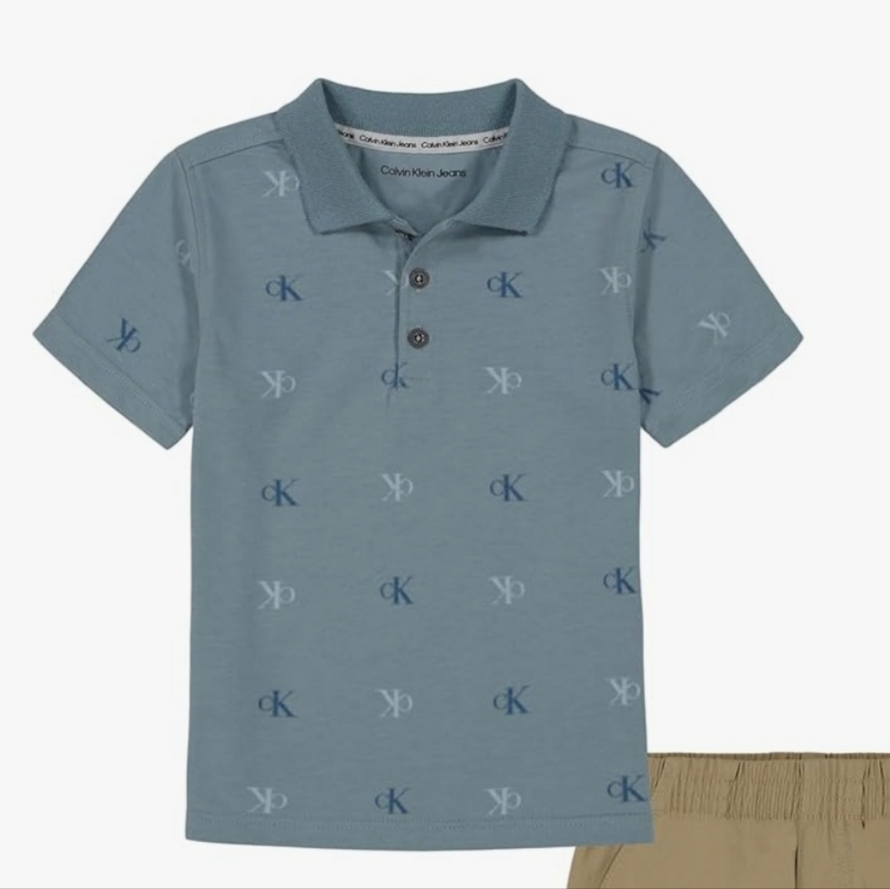 NWT Calvin Klein Gray Knit Woven Tee 4T